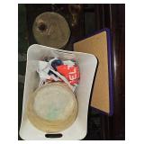 pinboard, trashcan and misc items