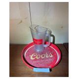 antique coors light tray and pitcher
