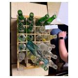 misc vintage glass pop bottles and wooden coca...