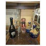 misc candles x2 and mini wicker chair and 2...