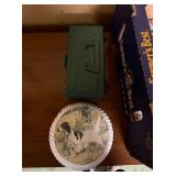 small tackle box, misc bowls and other misc items