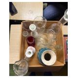 misc vases & mini wood cabinet