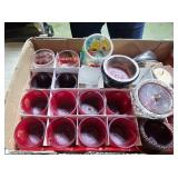 misc candle holders and x4 vintage amber glass...