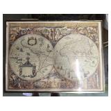 vintage old world map art (cracked glass)