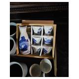 x7 corning mugs, japaneese tea set x2, misc...