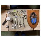Vintage flatware, watches, decorative heraldic...