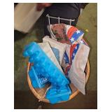 vintage ice cube trays and wicker basket