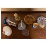 shell dish, walnut cracker set and other misc...
