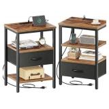 SUPERJARE Nightstand Set of 2  Bed Side Tables wit