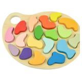 Wooden Montessori Toy Puzzle  18 Shaped Pieces for
