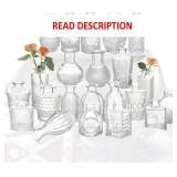 Glass Bud Vase Set of 22  Small Vases for Flowers