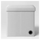 Collapsible Dorm Single Storage Ottoman Gray - Roo
