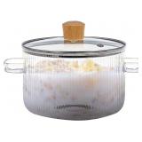 Glass Cooking Pot  1.8L/60oz Glass Saucepan Heat-R