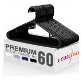 HOUSE DAY Black Plastic Hangers 60 Pack  Clothes H