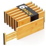 Set of 6 Bamboo Dresser Drawer Dividers: Adjustabl