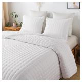 WDCOZY White King Size Quilt Bedding Sets with Pil