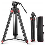 NEEWER Basic 74" Video Tripod with Fluid Head ,...