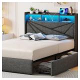 $311 Queen Bed Frame with 4 Storage Drawers,...
