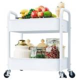2-Tier Rolling Utility Cart with Handle,Mobile...