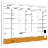 Large Monthly Whiteboard Calendar with Cork for...