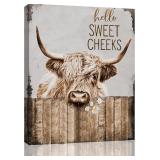 Highland Cow Bathroom Decor Wall Art Funny...