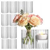 ComSaf Glass Cylinder Vases Pack of 11, Clear...