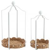 Mud Pie Small Scalloped Tray Lantern; 16" X 9" Dia