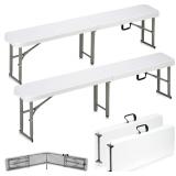 6ft Plastic Folding Bench with Carrying Handle...