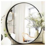 Black Round Mirror, Round Mirror 24 inch, Black...