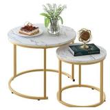 aboxoo Coffee Table Nesting White Set of 2 Side...