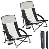 (Orange)SUNNYFEEL Folding Low Camping Beach...