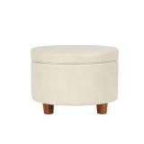 HomePop Round Leatherette Storage Ottoman with...