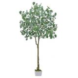 6ft Faux Trees Indoor Eucalyptus Tall Fake Tree...
