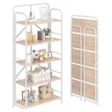 $150 4NM No Assembly Folding Bookshelf, 5 Tier...