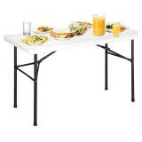 Bblife 4Ft Plastic White Wooden Grain Folding...