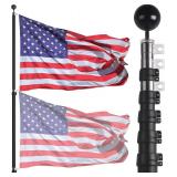 $130 NELXINJO 20ft Telescopic Flag Pole - Extra...