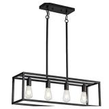 Black 4-Light Industrial Vintage Chandelier,...