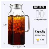Netany 1 pack Liters/68 oz Square Glass Pitcher...