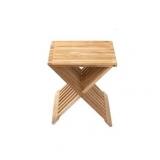 $140 Nordic Teak Natural Folding Stool with...