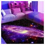 Blacklight Galaxy Area Rug, Neon UV Reactive...