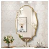 $156 Scalloped Oval Wall Mirror, 24 X36  Gold...