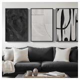 Framed Black and White Abstract Wall Art, 3...