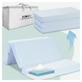 DIBAKO Trifold Crib and Toddler Memory Foam...