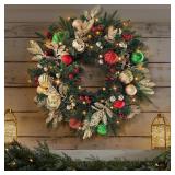 28  Pre-Lit Artificial Christmas Wreath Battery...
