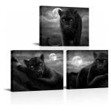 (Red)sechars Panther Canvas Wall Art Black and...