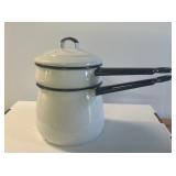 White Enamel Double Boiler