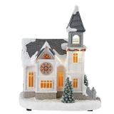 Church Lighted Musical Village scene