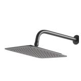 1 -Spray Matte Black 10-in Square Rain Shower Head