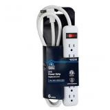 4-ft 6 -Outlet Indoor White Power Strip