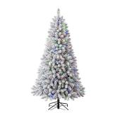 6.5ft Flocked Pre-lit Artificial Christmas Tree